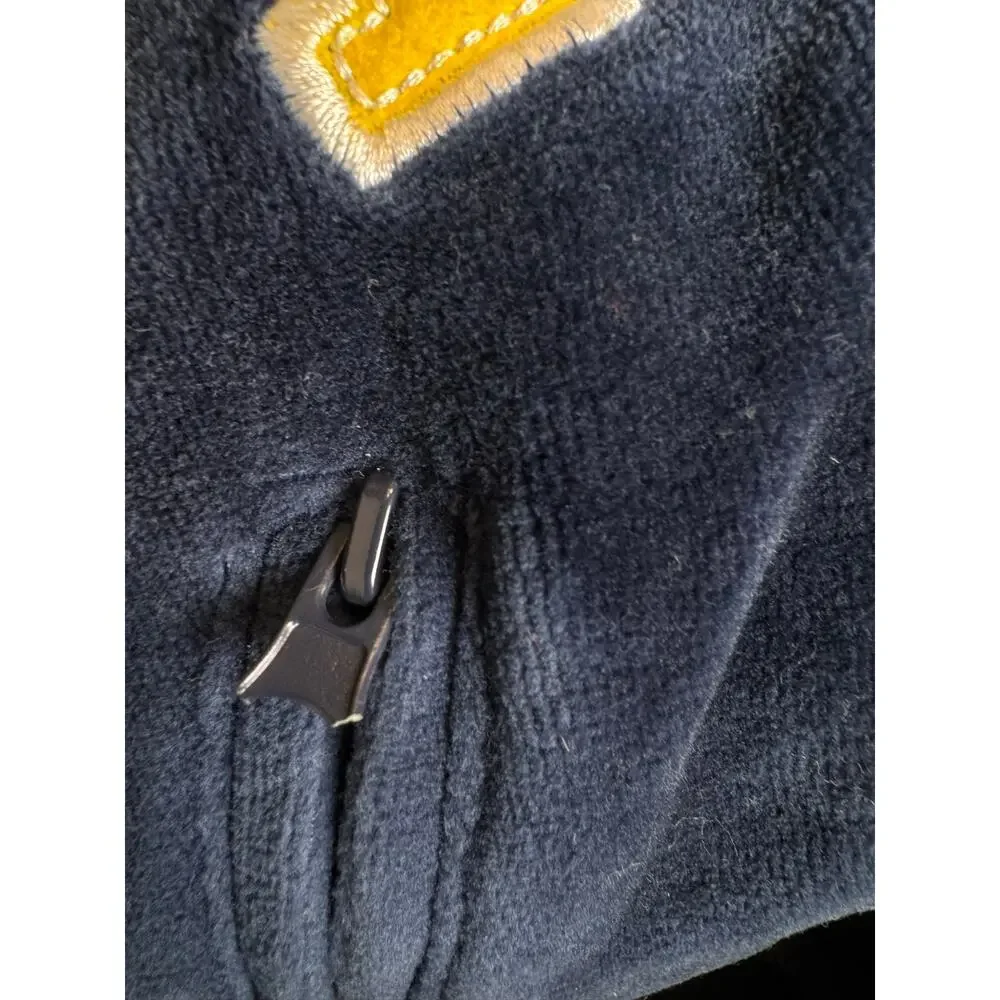 Izod Baby Boy Navy Velour Zip Hoodie Jacket Yellow Accent 3-6M